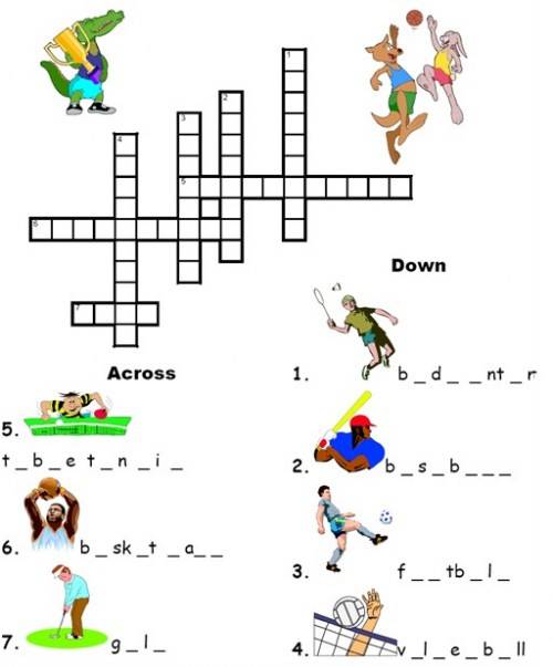 Кроссворд про спорт на языке для 4 класса