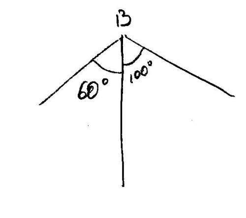 .(Начертите два угла - в 60 градусов и в 100 градусов - с общей вершиной так, чтобы они имели общую 
