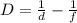 D= \frac{1}{d} - \frac{1}{f} 