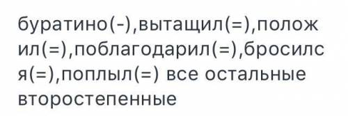 Подчеркнуть главные и второстепенные члены предложения. поставить знаки препинания у буратино забило