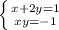 \left \{ {{x+2y=1} \atop {xy=-1}} \right.