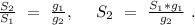 \frac{S_{2}}{S_{1}}\ =\ \frac{g_{1}}{g_{2}},\ \ \ \ S_{2}\ =\ \frac{S_{1}*g_{1}}{g_{2}}\ .