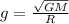 g=\frac{\sqrt{GM}}{R}