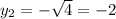 y_{2}=-\sqrt{4}=-2