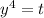 y^4=t 