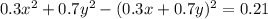 0.3x^{2}+0.7y^{2}-(0.3x+0.7y)^{2}=0.21