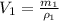 V_1=\frac{m_1}{\rho_1}