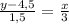 \frac{y-4,5}{1,5} = \frac{x}{3}