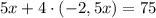 5x+4\cdot(-2,5x)=75