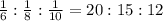 \frac{1}{6}:\frac{1}{8}:\frac{1}{10}=20:15:12