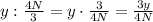 y:\frac{4N}{3}=y\cdot\frac{3}{4N}=\frac{3y}{4N}