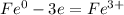 Fe^{0} - 3e = Fe^{3+}