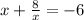 x+\frac{8}{x}=-6