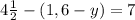 4\frac{1}{2}-(1,6-y)=7