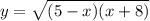 y=\sqrt{(5-x)(x+8)}