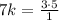 7k=\frac{3\cdot5}{1}