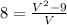 8=\frac{V^2-9}{V}