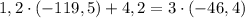 1,2\cdot(-119,5)+4,2=3\cdot(-46,4)