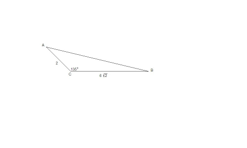 Решите треугольник авс если вс=6 корней из 2, ас=2, угол=135 градусов