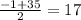 \frac{-1+35}{2}=17