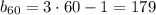 b_{60}=3\cdot60-1=179