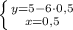 \left \{ {{y=5-6\cdot 0,5} \atop {x=0,5}} \right