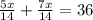 \frac{5x}{14}+\frac{7x}{14}=36