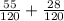  \frac{55}{120} + \frac{28}{120}