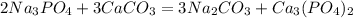 2Na_3PO_4 + 3CaCO_3 = 3Na_2CO_3 + Ca_3(PO_4)_2