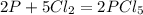 2P+5Cl_{2}=2PCl_{5} 