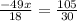 \frac{-49x}{18}=\frac{105}{30}