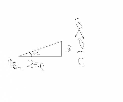 Под каким углом видно телеграфный столб высотой 8 м,который находится на расстоянии 230м от наблюдат