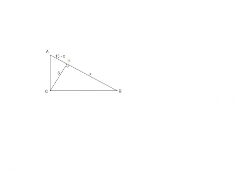 Гипотенуза прямоугольного треугольника 13 см., а опущенная на гипотенузу высота 6 см. найдите проекц