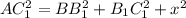 AC_{1}^2=BB_{1}^2+B_{1}C_{1}^2+x^2