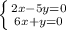 \left \{ {{2x-5y=0} \atop {6x+y=0}} \right.