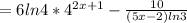 =6ln4*4^{2x+1}-\frac{10}{(5x-2)ln3}