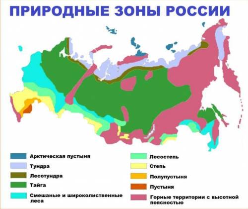 Сопоставьте карту природных зон и плотности населения.какие из природных зон россии подвержены наибо