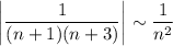 \displaystyle \bigg| \frac{1}{(n+1)(n+3)} \bigg|\sim \frac{1}{n^2} 