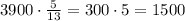 3900\cdot\frac5{13}=300\cdot5=1500