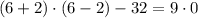 (6+2)\cdot(6-2)-32=9\cdot0