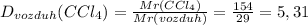 D_{vozduh}(CCl_4)=\frac{Mr(CCl_4)}{Mr(vozduh)}=\frac{154}{29}=5,31 