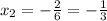 x_{2}=-\frac{2}{6}=-\frac{1}{3}