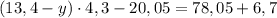 (13,4-y)\cdot4,3-20,05=78,05+6,7