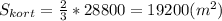 S_{kort}= \frac{2}{3}*28800= 19200(m^2)