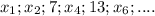 x_{1};x_{2};7;x_{4};13;x_{6};....