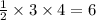 \frac{1}{2} \times 3 \times 4 = 6