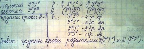 Умальчика 1 группа крови,а у его сестры 4,какие группы крови у их родителей? нужно только с решением