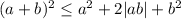 (a + b)^{2}\leq a^{2} +2|ab|+b^{2} 