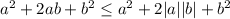 a^2 + 2ab + b^2 \leq a^2 + 2|a||b| + b^2