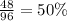 \frac{48}{96} = 50\%